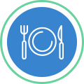 Icon of dinner plate and utensils