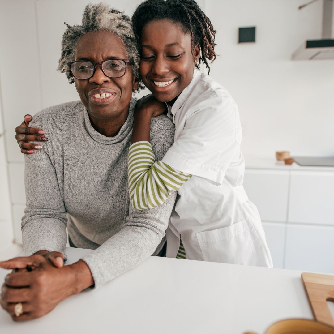 Senior and her caregiver